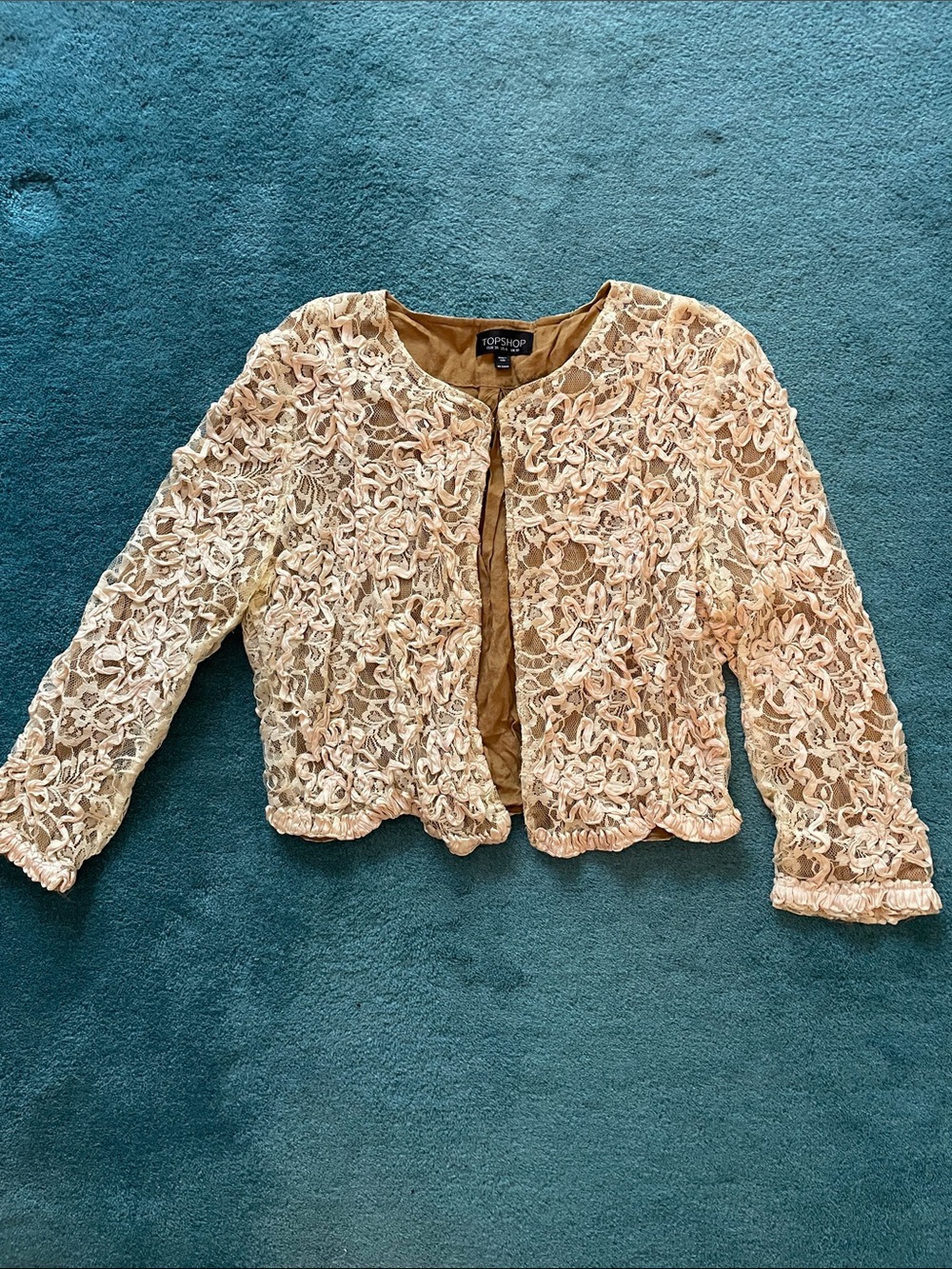 Topshop Beige Lace Blazer